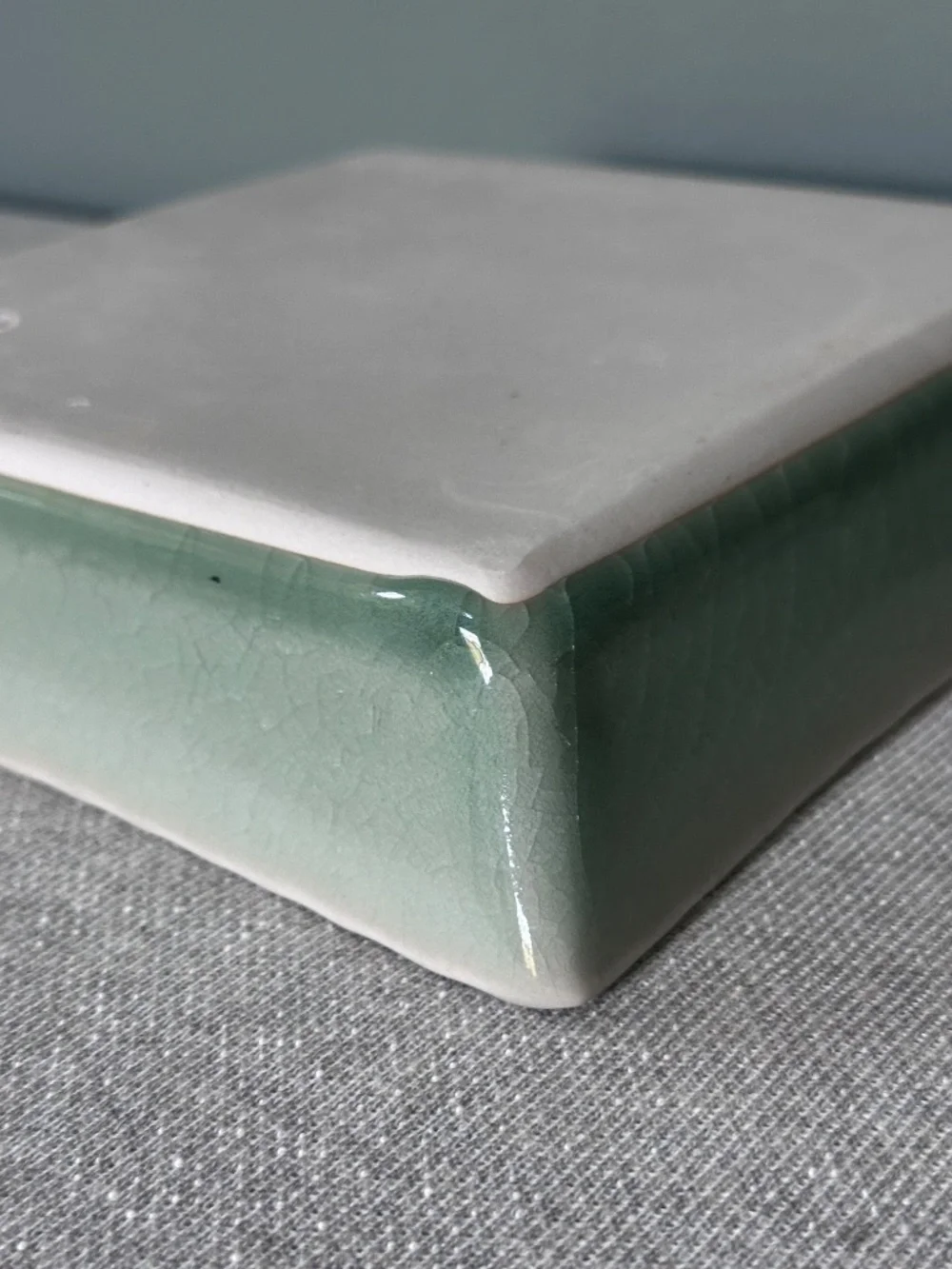 Japanese Square Celadon Green Ceramic Dish